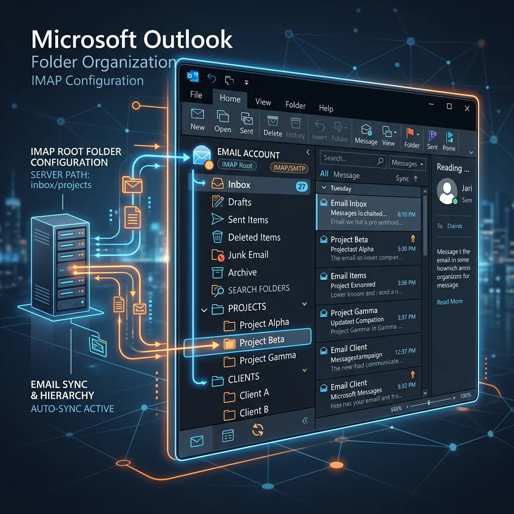 Outlook'ta Gmail Klasörü Ayrı Görünmesin